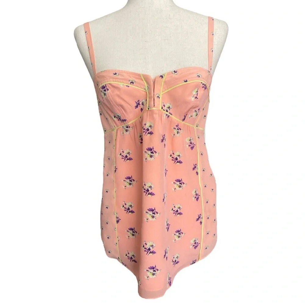 Rebecca Taylor Peach Corset Silk Strappy Top 4 - Picture 1 of 10